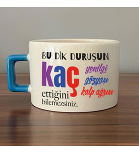 Bu Dik Duruşun Baskılı Kadınlar Günü Mavi Kulplu C Fincan