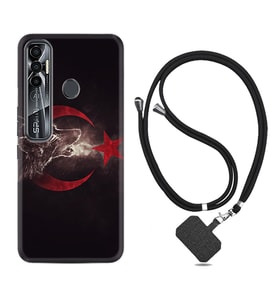 Tecno Spark 6 6 Go 8C 8 Pro 7 7 Pro Kılıf Boyun Askılı Silikon Kurt ve Ay Yıldız 1403