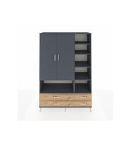 Hyperion Dolap 10 Raflı 4 Çekmeceli 2 Kapaklı 132x44x195 Antrasit-Antrasit/Çam