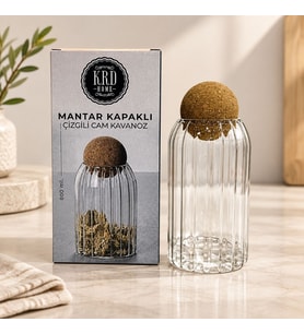 Northcity Mantar Kapaklı Küçük Çizgili Kavanoz