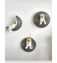 3 Adet Astronot Duvar Dekor Seti Sevimli Uzay Temalı Duvar Süsü Çocuk Odası Astronot Biblo