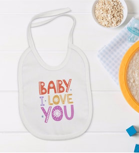 BK Kids Baby I Love You Tasarımlı Bebek Mama Önlüğü - Model 1