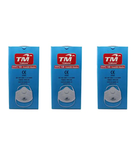 TM Temsan Beyaz Ventilli FFP2 NR Toz İş Güvenlik Sanayi Boya Konik Maske - 20 Adetlik 3 Paket