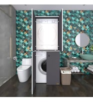 Kenzlife çamaşır-kurutma makinesi dolabı kapaklı jelena gri 180*70*60 banyo çift katlı arkalıksız (Karışık)