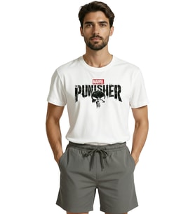 The Punisher Kuru Kafa ve Yazı Baskılı Grunge Tasarım Premium Erkek Tişört
