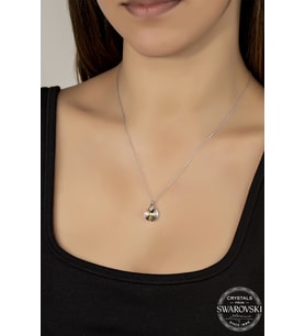 Union Swarovski Crystal Kadın 12 mm Yuvarlak Gümüş Kolye