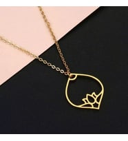 24 Ayar Has Altın Kaplama Lotus Çiçeği Gümüş Kolye