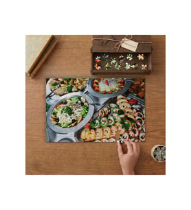 Açık Büfe Yemek Meze Et Balık Peynir Ve Salata Tasarımı 240 parça Ahşap Puzzle Ahşap Kutuda MP01595