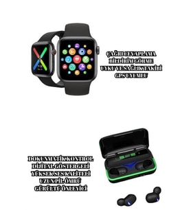 Ucuz ve Kaliteli Kulaklıklı Saat Seti Bluetooth Bağlantılı Akıllı Saat ve Kulaklık