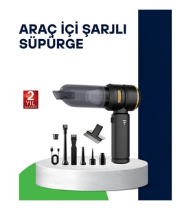 Mey İthalat® Kablosuz Şarjlı Araç İçi ve Küçük Alanlar İçin Güçlü Vakumlu Süpürge