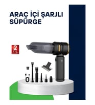 Mey İthalat® Kablosuz Şarjlı Araç İçi ve Küçük Alanlar İçin Güçlü Vakumlu Süpürge
