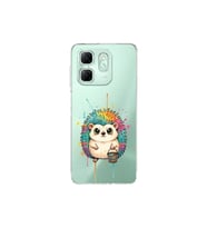 Infinix Hot 50i ile Uyumlu Splash Kirpi Tasarımlı Şeffaf Silikon Kılıf