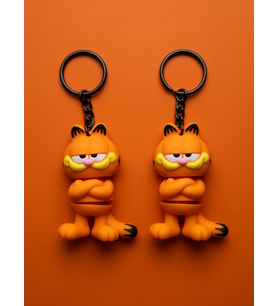MYCRAFT3D 2 Adet Klasik Garfield Kedi Anahtarlığı 3D Esnek - Siyah Zincirli