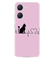 Vivo Y18 Kılıf Desenli Silikon Pink Cat Heart 1303