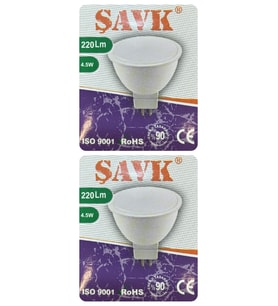 (2 Adet) Şavk 12Volt AC/DC 4,5W (22W) Beyaz Işık (6500K) GU5.3 Duylu (İğne Bacak) Led Çanak Ampul