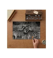 Zebra Ailesi Tasarımı 240 parça Ahşap Puzzle Ahşap Kutuda MP09816
