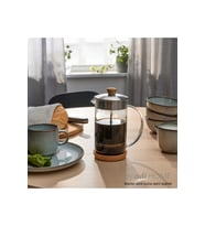 French Press Çay Kahve Demleme Paslanmaz Çelik & Cam & Bambu 1 Litre (Şeffaf)