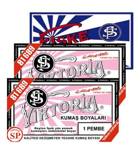 Viktoria Kumaş Boyası Pembe 2Pk+Fiske Sabitleme 1Pk