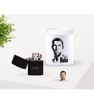 BK Gift Kişiye Özel Babalar Günü Hediyesi Godfather Baba Tasarımlı Seramik Kül Tablası ve Benzinli Çakmak Seti-1 (Model 1)