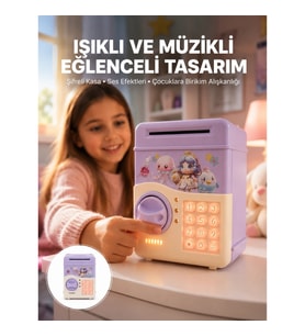 Mey İthalat® Mor Otomatik Para Girişli Elektronik Şifreli Kumbara