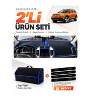 e-biz CHEVROLET CAPTİVA (2008-2011) Uyumlu Torpido Örtüsü + Tay Tüyü Çanta - Siyah-Mavi - CH007