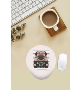 Suçlu Pug Desenli Bilek Destekli Mouse Pad