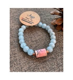 Nelleovana Aquamarine Ve Rodonit Bileklik