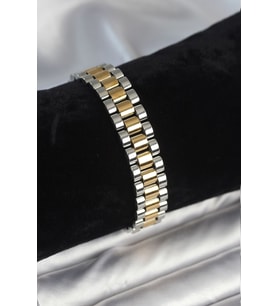 316L Çelik Gold ve Gümüş Renk 12 mm Kalınlık Erkek Bileklik - TJ-EB3775