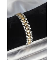 316L Çelik Gold ve Gümüş Renk 12 mm Kalınlık Erkek Bileklik - TJ-EB3775