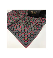 Geometrik Desen Black Seri Twill Eşarp Eşarp Askısı ile Birlikte 90x90 cm Kırmız