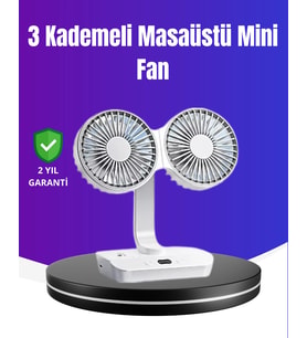 720° Döner Çift Taraflı Masaüstü Vantilatör – Usb Şarjlı Sessiz Fan