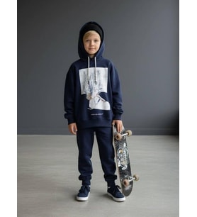 Erkek Çocuk Pamuklu Baskılı Kapüşonlu Sweatshirt