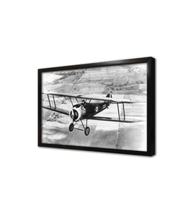 Çift Kanatlı Nostaljik Uçak Çerçeveli Mdf Tablo