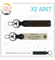Motrocu Gruplara Hediye İsim Plaka ve B Rh (+) Kan Grubu Yazılı x2 Anahtarlık, K Kahve-S Kahve-Syh