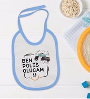 BK Kids Polis Olucam Tasarımlı Mavi Bebek Mama Önlüğü-1