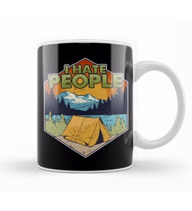 Cute & Funny I Hate People Camping In Nature Pun Kupa Bardak Porselen