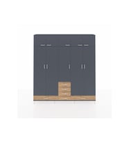 Arges Dolap 6 Raflı 6 Çekmeceli 4 Askılı 220x30x243 Antrasit-Antrasit/Çam