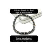 SERTİFİKALI Gri Jasper - Hematit Disk Model Doğal Taş Misinalı Bileklik