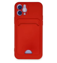 Mey İthalat® iPhone 12 Kılıf Kelvin Kartvizitli Silikon - Kırmızı
