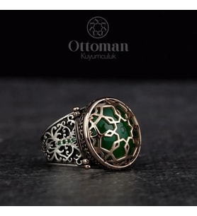 Özel Tasarım Kafes Model Gümüş Erkek Yüzük