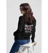 Kadın Kapüşonlu Sweatshirt Paradise Yazı ve Kelebek Desenli Oversize Hoodie (Siyah)