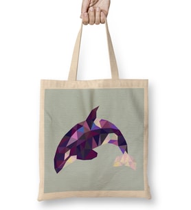 Geometric Animal Killer Whale Orca Bez Çanta Uzun Saplı