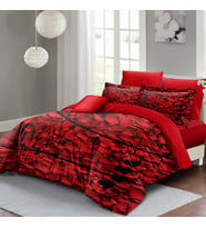 MONOHOME Sevgililer Günü Çift Kişilik Nevresim Takımı %100 Pamuk Saten Rose Feather (Kırmızı)