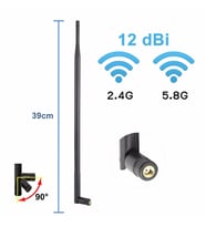 12dBi 39cm Anten RP Sma Erkek 2.4GHz 5.8GHz Dual Band RF Gsm Wifi