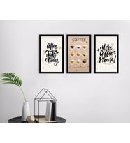 BK Home Coffee Tasarımlı Dekoratif 3’lü Ahşap Siyah Çerçeveli Tablo-5