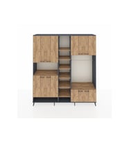 Hyperion Dolap 18 Raflı 8 Kapaklı Tek Askılı 220x44x243 Antrasit-Çam/Çam