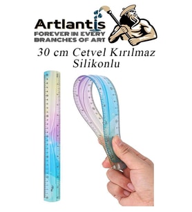 Kırılmaz Cetvel 30 Cm Silikonlu Gökkuşağı 1 Adet Flexible Silikonlu Cetvel Büro Okul Sınıf (Karışık)