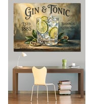 Gin And Tonic Retro Tabela Dekoratif Kanvas - Mdf Ahşap Tablo