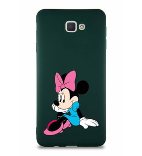 Samsung Galaxy J7 Prime 2 Soft Premier Kapak Minnie Mouse-E Tasarımlı Silikon Kılıf - Yeşil (Şeffaf)