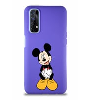 Realme 7 Soft Premier Kapak Mickey Mouse-A Tasarımlı Silikon Kılıf - Mor (Şeffaf)